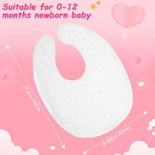 Miniatura 2 de Tatuo 10 baberos de muselina blanca para bebé, bandana ajustable para recién nacido, niño y niña, de algodón, suave, absorbente, para babear