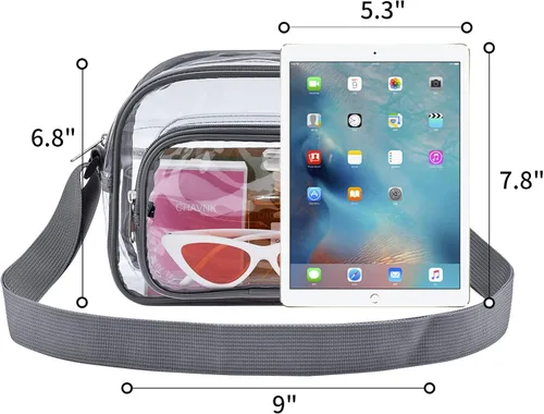 Miniatura 5 de Bolso bandolera transparente aprobado por el estadio adecuado para el trabajo viajes entrenamiento conciertos o deportes