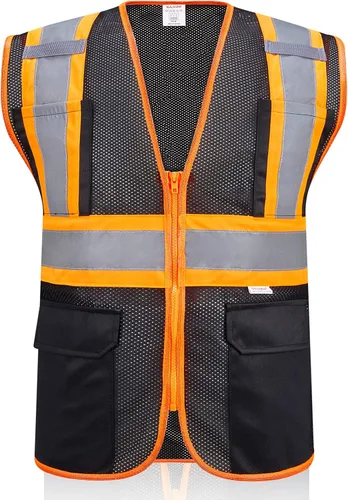 Miniatura 6 de Chaleco de seguridad reflectante de alta visibilidad con cierre y bolsillos O/Y Naranja