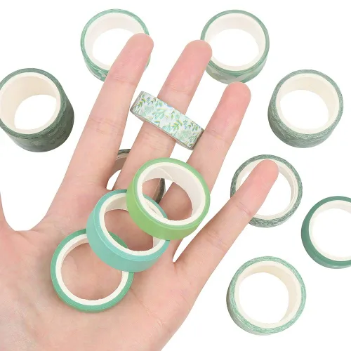 Miniatura 4 de LOMIMOS 12 rollos de cintas Washi, cinta decorativa de cactus floral de plantas verdes para álbumes de recortes, diarios, decoración de bricolaje