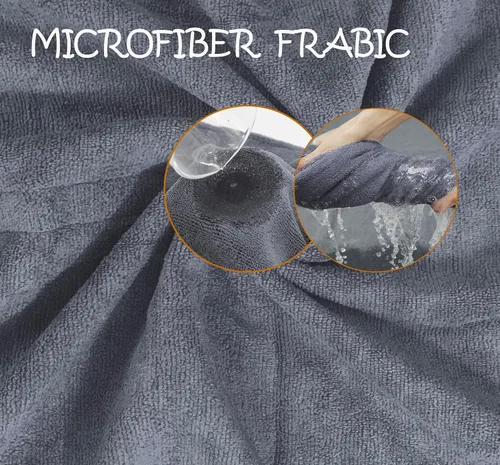 Miniatura 5 de Abrigo de secado para perros – Toalla de secado rápido para perros – Albornoz de microfibra súper absorbente para mascotas, cuello ajustable y Gris