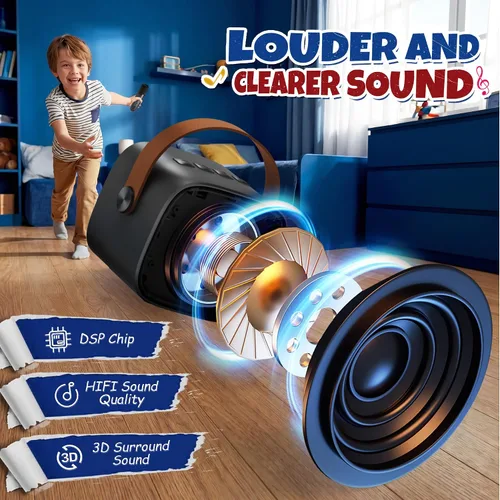 Miniatura 3 de YLL Mini máquina de karaoke para niños y adultos, regalos de cumpleaños para niños de 3, 4, 5, 6, 7, 8, 9 años o más, altavoz Bluetooth portátil