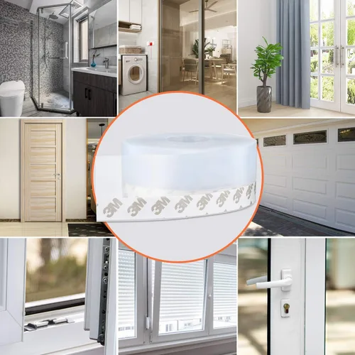 Miniatura 7 de MIKOSI cinta de sellado de silicona de 26 pies, cinta adhesiva para puertas, ventanas, huecos de duchas Transparente