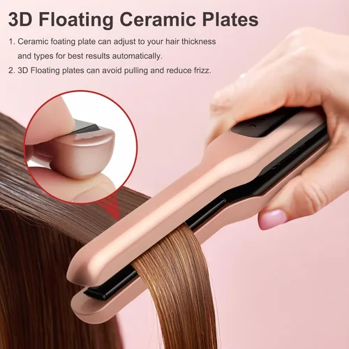 Miniatura 3 de JAETON Plancha plana pequeña de 3/10 pulgadas para rizador de pelo corto para bordes, mini plancha para viajes, calentamiento rápido, doble voltaje