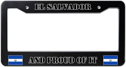 Marco de metal para placas de El Salvador and Proud of It, bandera de El Salvador, recuerdo de país, regalo, decorativo, novedoso, marco de aluminio