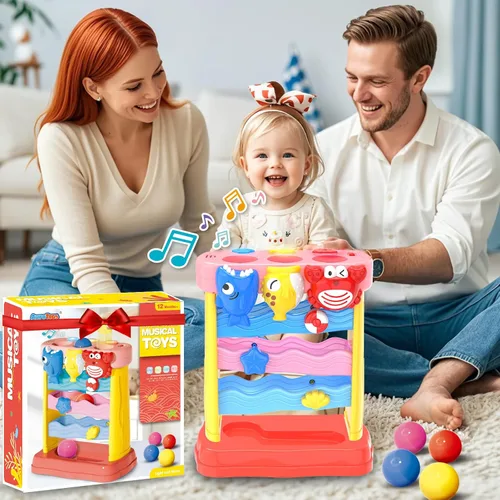 Miniatura 7 de AuroTops Pound A Ball Juguetes para niñas de 1, 2, 3 años, juguete musical Montessori para niños pequeños de 6-12-18-24 meses, juguetes interactivos