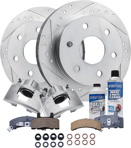 Miniatura 66 de Detroit Axle - Rotores de freno para Ford 2013-2019 Explorer Taurus Flex Lincoln MKT MKS, rotores de freno de disco ranurados perforados de repuesto
