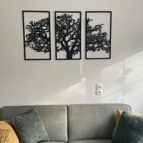 Miniatura 4 de Decoración de pared de metal de 3 piezas, arte de pared de metal, arte de pared imprimible, arte de pared grande, arte de pared extragrande, árbol