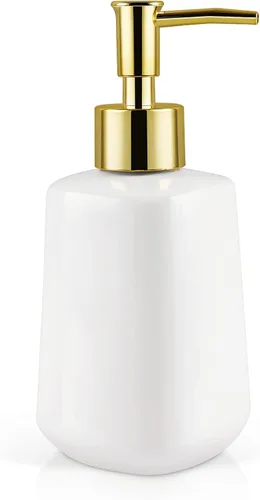 Miniatura 10 de Natheeph Dispensador de jabón de cerámica de 14 onzas, dispensador de jabón de cerámica, puede llenar líquido para baño/cocina (2 unidades, negro)