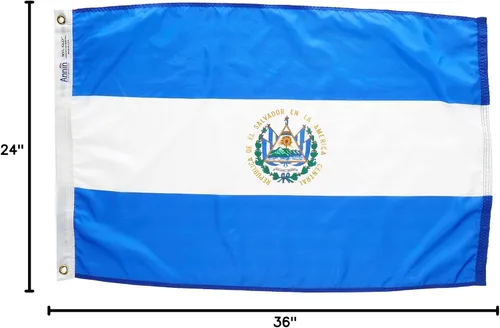 Miniatura 4 de Annin Flagmakers Bandera de El Salvador fabricada en Estados Unidos según las especificaciones oficiales de diseño de las Naciones Unidas, 2 x 3