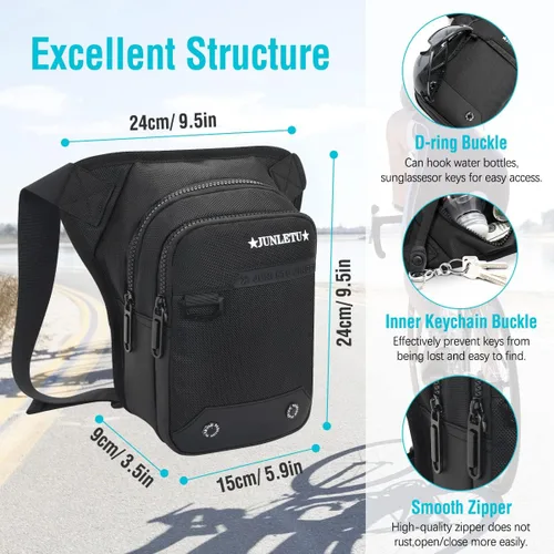 Miniatura 4 de HUANLANG Bolsa de pierna caída para hombres y mujeres, bolsa de muslo para motocicleta con arnés de pierna extraíble para actividades al aire libre