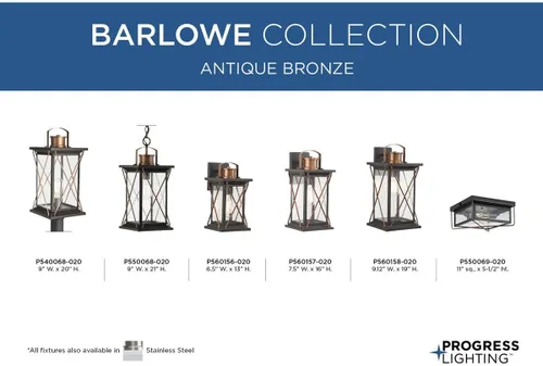 Miniatura 8 de Progress Lighting Barlowe Collection - Farol de pared pequeña de cristal transparente con semillas para exteriores, 13 x 6.5 x 6.5 pulgadas, bronce