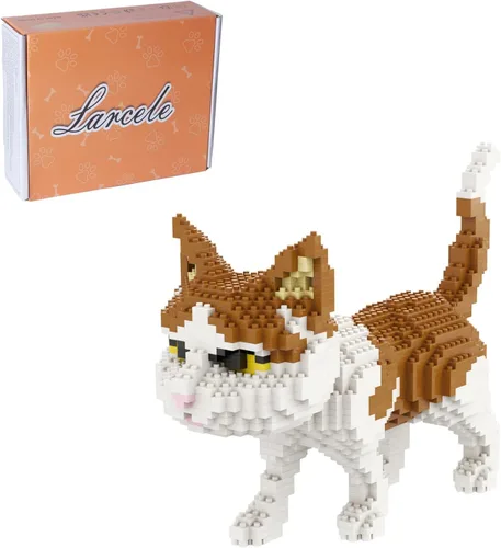 Miniatura 19 de Larcele Conjunto de animales de bloques de construcción micro para gatos, mini ladrillos de juguete de construcción 3D, 1191 piezas KLJM-05
