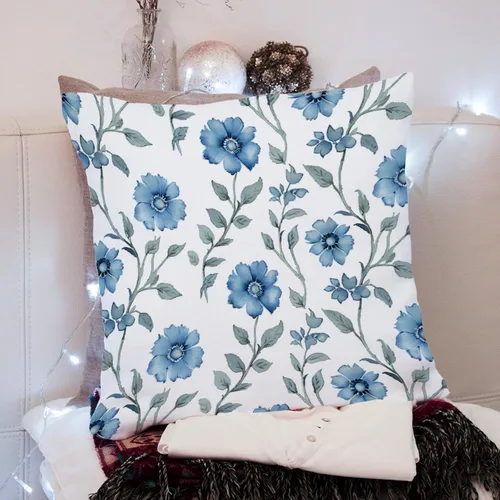 Miniatura 8 de Mughal - Funda de almohada de flor en monzón, diseño de loto azul, funda de cojín moderna, decorativa, decoración del hogar para sofá, cama
