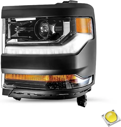 Miniatura 10 de JSBOYAT HID/Xenon para Chevy Silverado 1500 2016-2019 Conjunto de Faros Delanteros de Repuesto Proyector LED DRL Estilo OE de Fábrica Par Juego