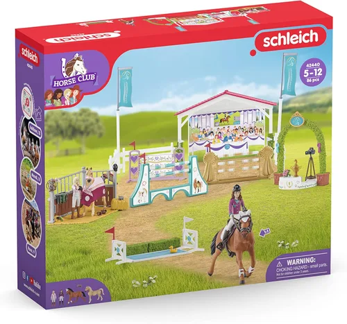 Miniatura 8 de Schleich Horse Club — juego de 86 piezas para torneo de amistad, juego de caballos con figura de yegua árabe y 2 muñecas, juguetes de caballos