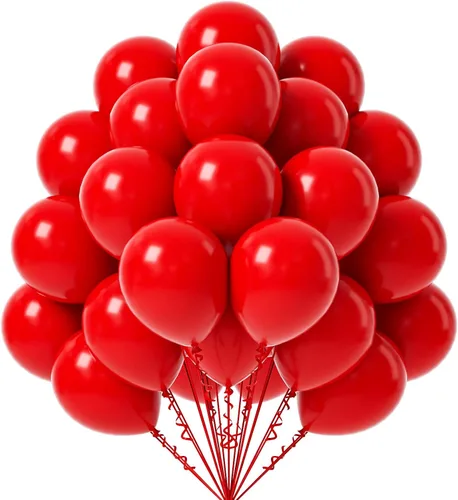 FOTIOMRG Globos rojos, paquete de 50 - Globos de látex de 12 pulgadas para fiesta, cumpleaños, graduación, baby shower, San Valentín, Navidad, bodas