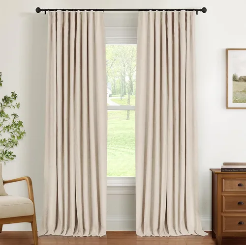 Miniatura 36 de INOVADAY Cortinas térmicas para puerta corredera 100% opacas para dormitorio, cortinas de puerta corrediza de vidrio extra anchas para patio, lino