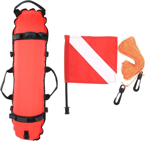 Tbest Bandera flotante de buceo para esnórquel, flotador inflable, bola de boya inflable, bandera de buceo y bandera para buceo inflable