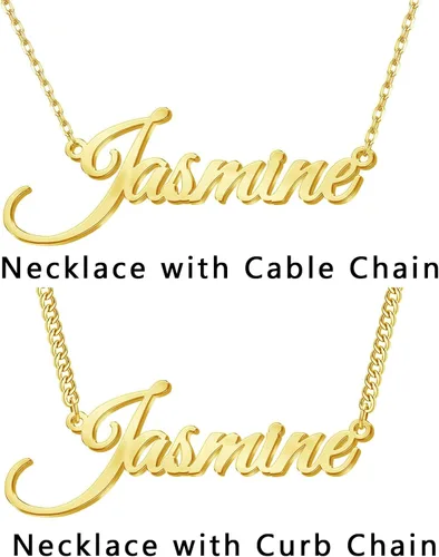 Miniatura 3 de Novgarden Collar con nombre personalizado, chapado en oro de 18 quilates, collar con nombre personalizado con placa de nombre, regalo de joyería