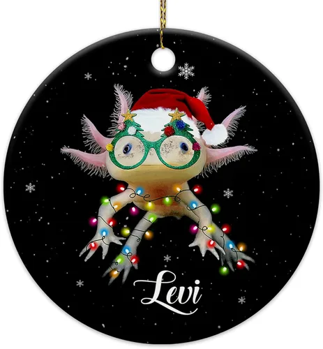 Miniatura 7 de HYTURTLE Adorno de Navidad personalizado de ajolote 2023 – Nombre personalizado para niños/niñas, bonitos adornos de Navidad para niños, adornos