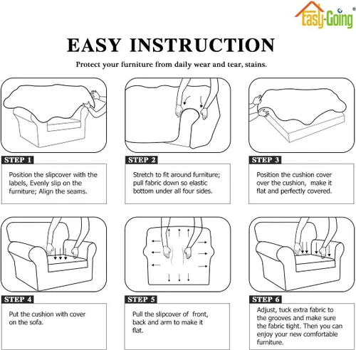 Miniatura 8 de Easy-Going - Funda elástica de microfibra de 2 piezas para sofá, funda suave de elastano, lavable, parte inferior elástica, protector para muebles