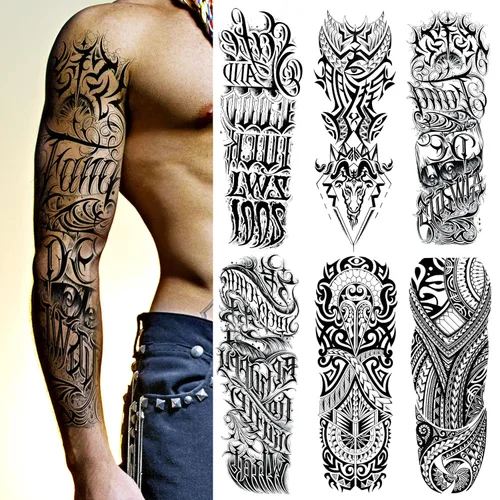 Miniatura 8 de Kotbs 6 hojas de mangas temporales de tatuaje de flores grandes para mujer, diseño realista de reloj y rosa, tatuajes de manga falsa para cosplay