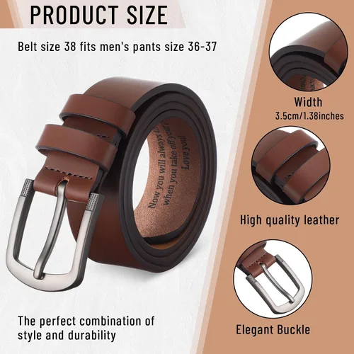 Miniatura 2 de Cinturón para hombre de regalo para marido, cinturones personalizados para hombres, regalo de cuero grabado para él, cumpleaños, aniversario, boda
