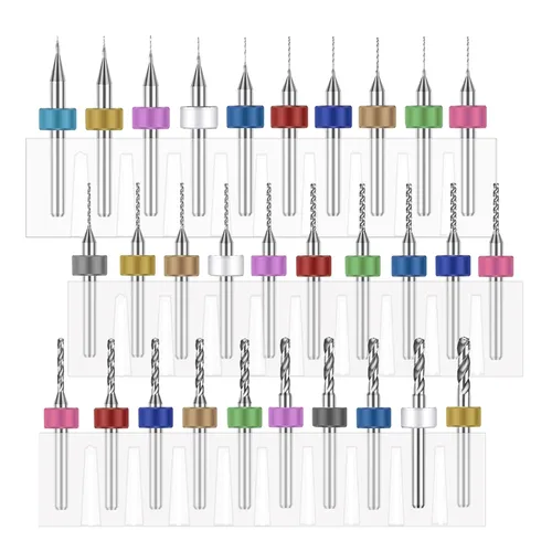 Miniatura 8 de Juego de 50 brocas micro para Dremel, brocas de carburo de tungsteno de acero de 0.3mm-1.2mm con flauta en espiral para PCB de circuito impreso