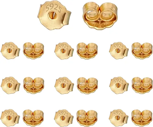 20 unidades/10 pares de aretes chapados en oro de 18 quilates para tachuelas, de plata de ley 925, no se decolora, seguro, hipoalergénico seguro