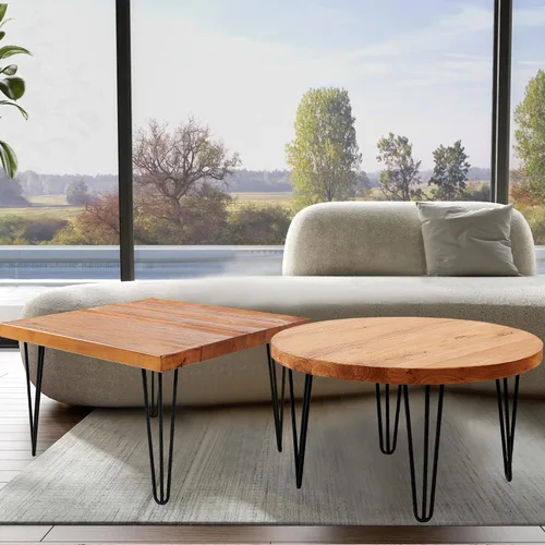 Miniatura 10 de Mesa de centro cuadrada de madera natural de 27 x 27 x 15 pulgadas de alto, mesas vintage de madera rústica para sala de estar, comedor, sofá
