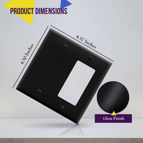 Miniatura 2 de ENERLITES Combination Decorator - Placa de pared basculante y salida en blanco, tamaño estándar, cubierta de interruptor de luz de 2 cuadras, 4.50 x