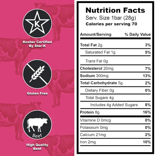 Miniatura 2 de Aufschnitt Barras de res de arándano con frutas reales y semillas de chía Certificado Glatt Kosher Sin gluten, sin nitritos, 24 qt.