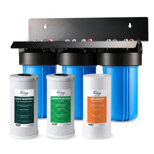 Miniatura 17 de iSpring Sistema de filtro de agua para toda la casa, reduce hierro, manganeso, cloro, sedimentos, sabor y olor, filtro de hierro de 3 etapas