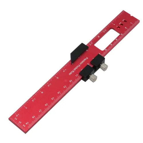 Regla de bolsillo Reglas de carpintería Regla de marcado de aluminio con pulgadas y regla de escritura métrica tipo T herramienta de diseño cuadrado
