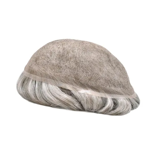 Miniatura 222 de Toupee para hombres nudos blanqueados hombres toupee hairpieces europeo virgen sistema de reemplazo de cabello humano suave encaje francés hombres