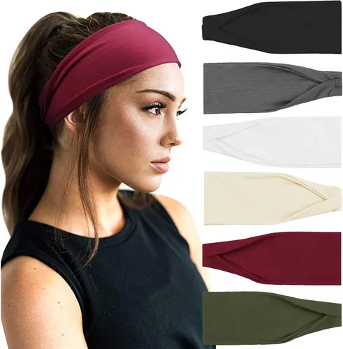 DRESHOW Boho Print Fashion Headbands Yoga Sports Headbands for Women Elastic Non-Slip Headbands Workout Running Hair Bands