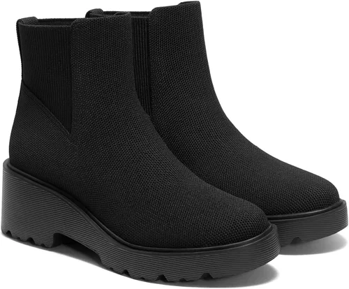 Miniatura 9 de VIVAIA Everly - Botines para mujer, punta redonda, tacón de cuña de plataforma gruesa de 2.36 pulgadas, parte superior repelente al agua, suela