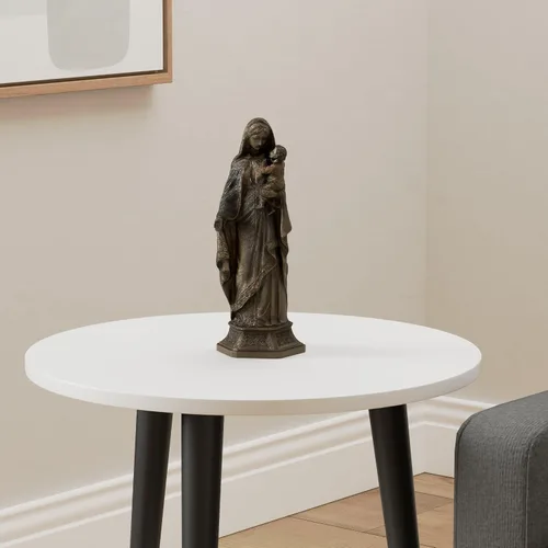 Miniatura 2 de Veronese Design 11 3/8 pulgadas Señora de Gracia Virgen María Escultura Políptica de la Natividad Resina Fundida en Frío Estatua Acabado Bronce