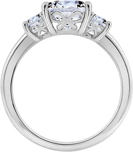 Miniatura 2 de Tienda Collection Platinum or Gold Plated Sterling Silver Princess-Cut 3-Stone Ring made with Infinite Elements Zirconia