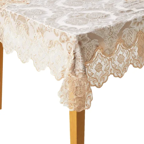 Violet Linen Elegantes manteles de terciopelo con diseño floral transparente de lujo, color gris topo, 45 x 45 pulgadas