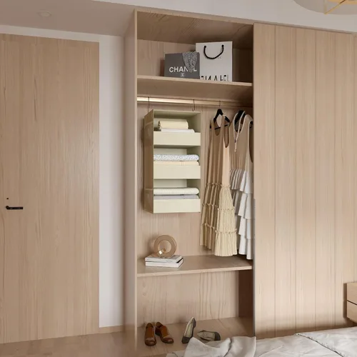 Miniatura 6 de Organizador y almacenamiento de armario colgante de 3 estantes, estantes plegables colgantes para armario, diseño de borde frontal, almacenamiento