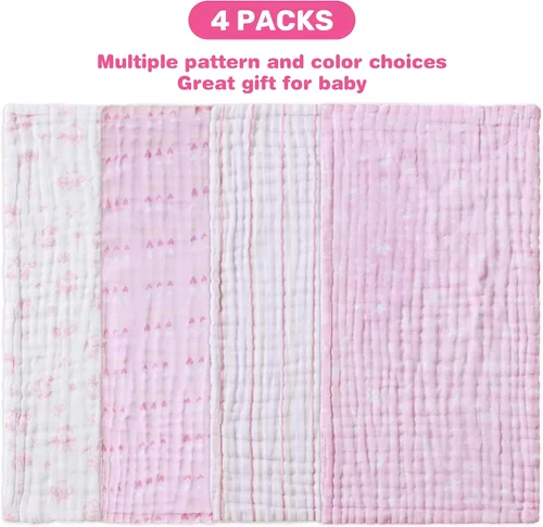 Miniatura 8 de Viviland Paños de muselina para bebé, paños superabsorbentes para bebé niña y niño, 10 x 20 pulgadas, toallas de baño de 6 capas para bebé, flores