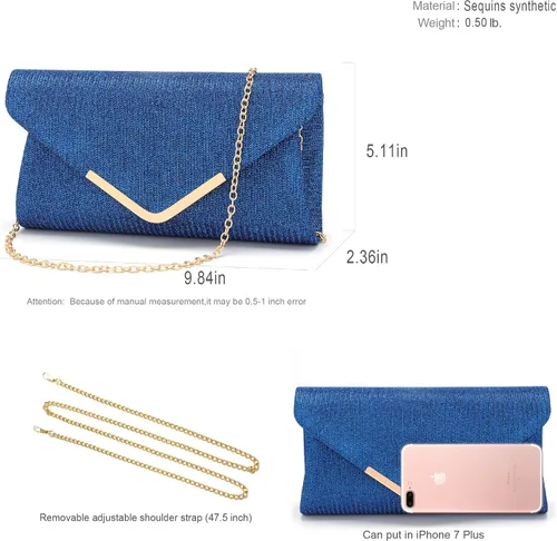 Miniatura 4 de Bolsos de mano brillantes para mujer, bolso de noche para mujer, bolso de mano para mujer, bolso de mano para fiesta, graduación, boda