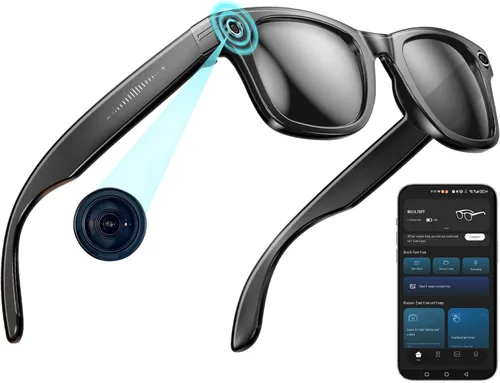 Miniatura 9 de Lentes inteligentes AI con cámara, 8MP estabilizado 1200P HD grabación de video HD, UV400 gafas de sol deportivas al aire libre con audio Bluetooth