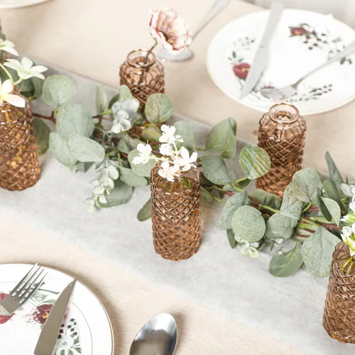 Miniatura 6 de Jarrón de cristal ámbar, paquete de 20 jarrones Living Bud, pequeños jarrones de diamante a granel, mini jarrones de flores para centro de mesa