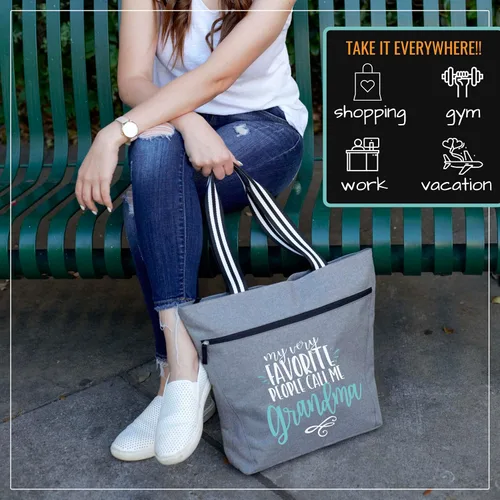 Miniatura 132 de Brooke & Jess Designs Bolso de mano para la abuela – Bolso de lona resistente con cremallera y bolsillo interior para la abuela para uso diario