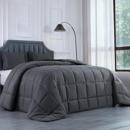 HOMBYS Edredón de tamaño King de Alaska de 136 x 120 pulgadas para todas las estaciones, relleno de edredón de gran tamaño, edredón de cama Gris