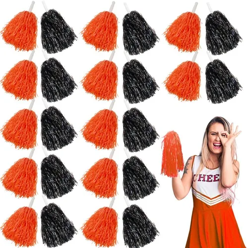 Miniatura 9 de Lovecheer 24 pompones de plástico de animadora con asa para animadoras deportivas y bailar Rosa