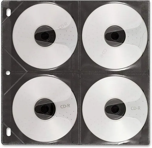 Miniatura 4 de Vaultz - Páginas de inserción de CD, 3 agujeros perforados, 10 x 10.875 pulgadas, 8 CDs/página, 50 páginas/paquete, negro (VZ01415)